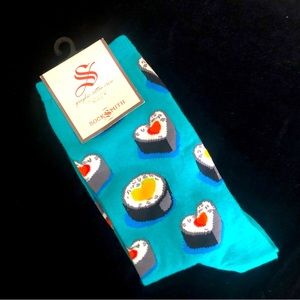NWT SockSmith Sushi Graphic Crew Socks Teal, OS
